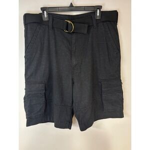 Levi's Mens Cargo‎ Shorts Black Belted Relaxed Fit Cotton Blend size 38